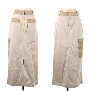 Hellessy NWT Midi Maxi Cargo Skirt Pembridge Light Dark Beige NEW Khaki Size 4